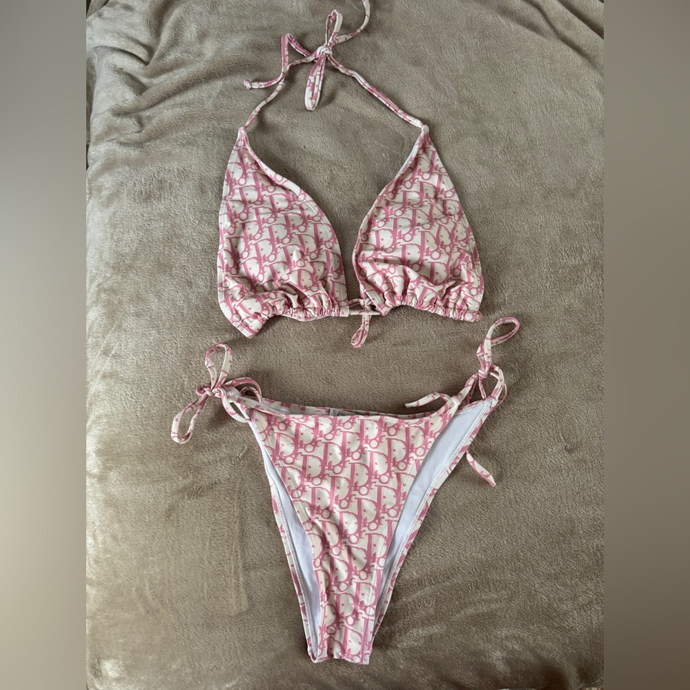 Dior Pink Monogram Patterned Bikini Set Medium - Picture 2 of 10